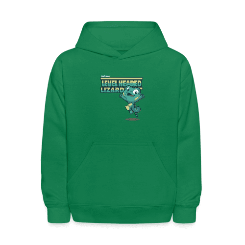 Level Headed Lizard Character Comfort Kids Hoodie - kelly green