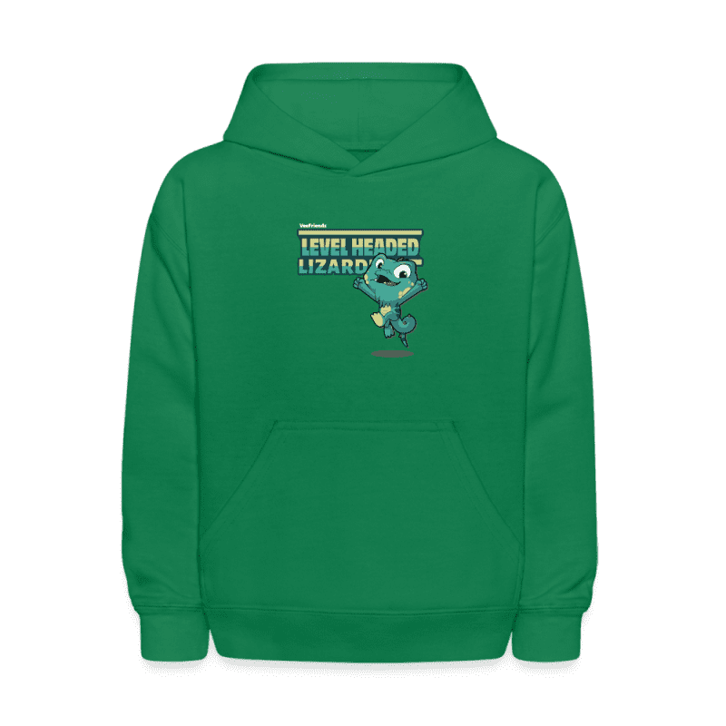 Level Headed Lizard Character Comfort Kids Hoodie - kelly green