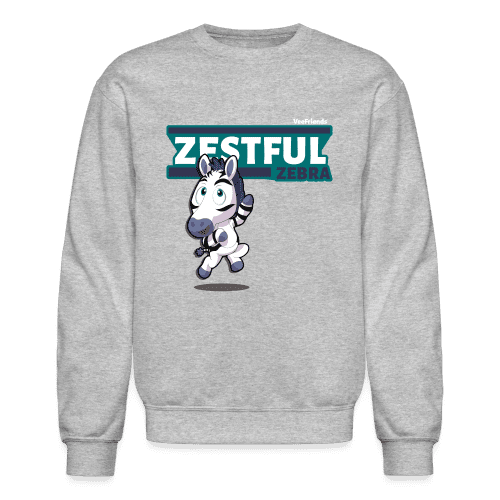 Zestful Zebra Character Comfort Adult Crewneck Sweatshirt - heather gray