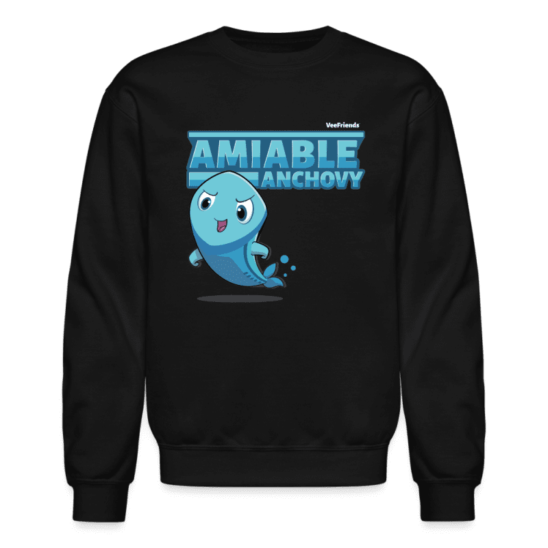 Amiable Anchovy Character Comfort Adult Crewneck Sweatshirt - black