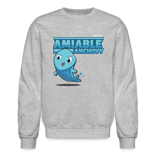 Amiable Anchovy Character Comfort Adult Crewneck Sweatshirt - heather gray