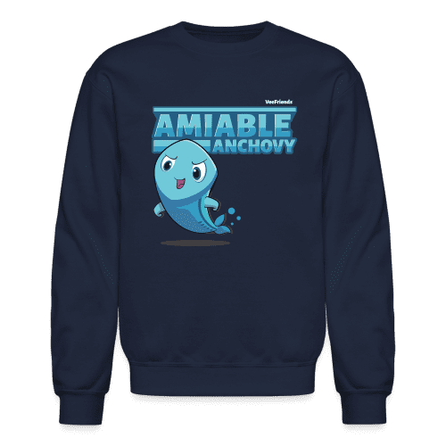 Amiable Anchovy Character Comfort Adult Crewneck Sweatshirt - navy