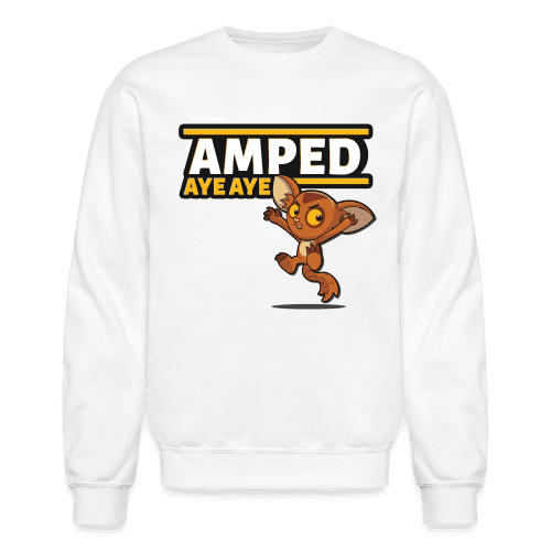 Amped Aye Aye Character Comfort Adult Crewneck Sweatshirt - white