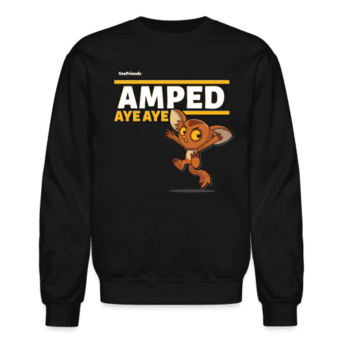 Amped Aye Aye Character Comfort Adult Crewneck Sweatshirt - black