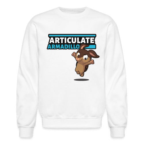 Articulate Armadillo Character Comfort Adult Crewneck Sweatshirt - white