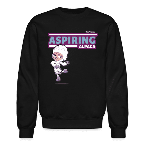 Aspiring Alpaca Character Comfort Adult Crewneck Sweatshirt - black