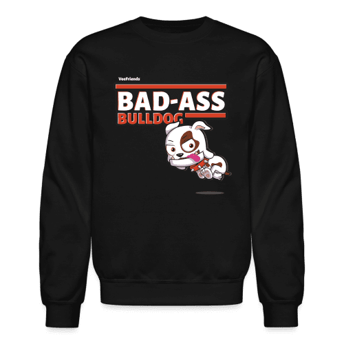 Bad-Ass Bulldog Character Comfort Adult Crewneck Sweatshirt - black