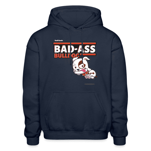 Bad-Ass Bulldog Character Comfort Adult Hoodie - navy