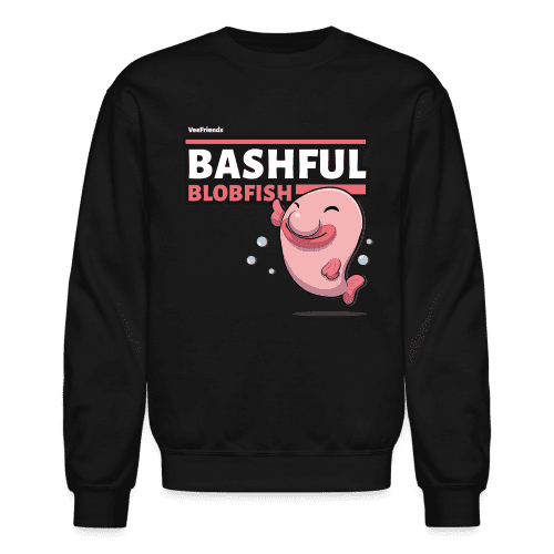 Bashful Blobfish Character Comfort Adult Crewneck Sweatshirt - black