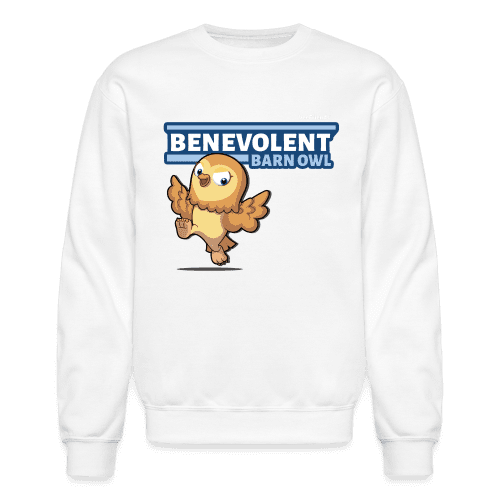 Benevolent Barn Owl Character Comfort Adult Crewneck Sweatshirt - white