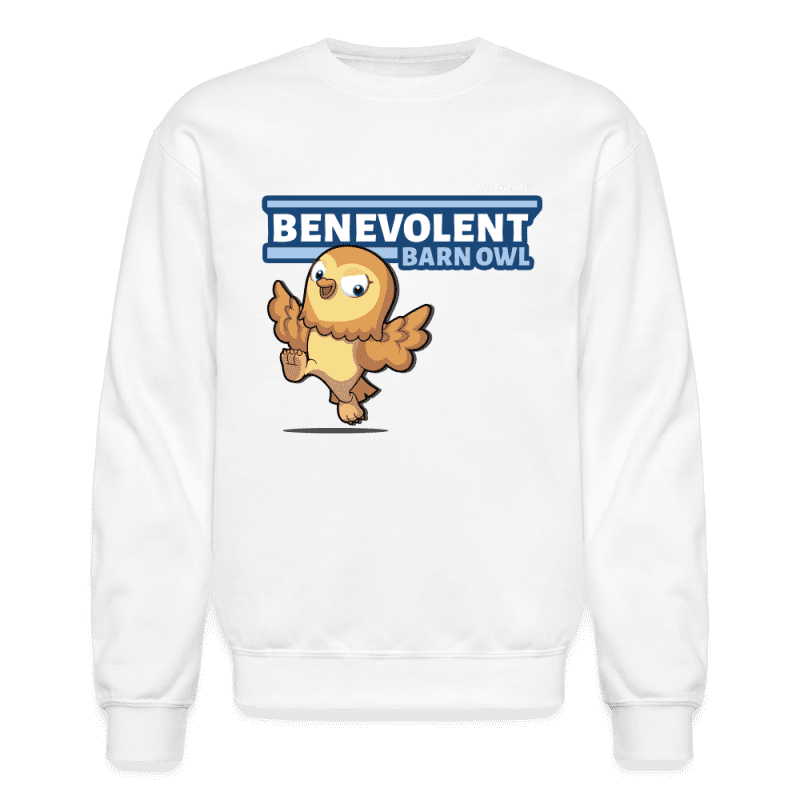 Benevolent Barn Owl Character Comfort Adult Crewneck Sweatshirt - white