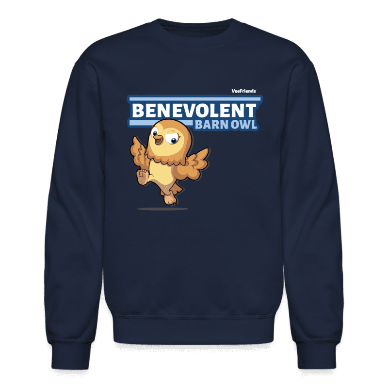 Benevolent Barn Owl Character Comfort Adult Crewneck Sweatshirt - navy