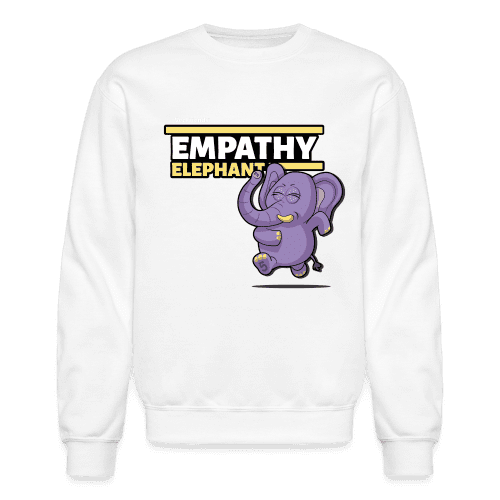 Empathy Elephant Character Comfort Adult Crewneck Sweatshirt - white