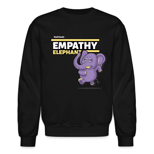 Empathy Elephant Character Comfort Adult Crewneck Sweatshirt - black