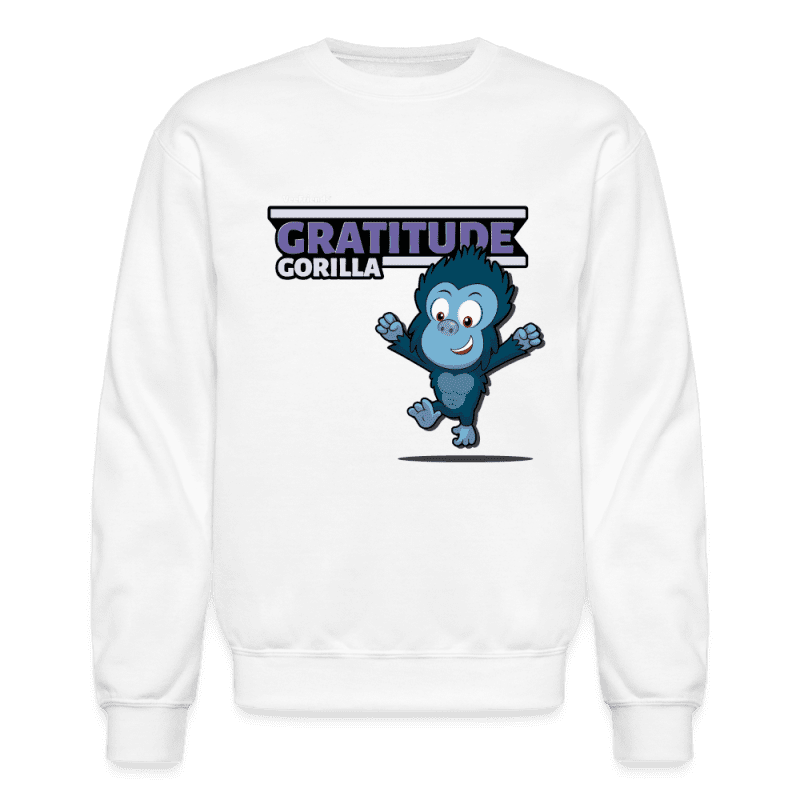 Gratitude Gorilla Character Comfort Adult Crewneck Sweatshirt - white