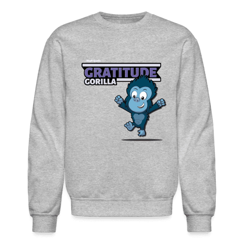 Gratitude Gorilla Character Comfort Adult Crewneck Sweatshirt - heather gray