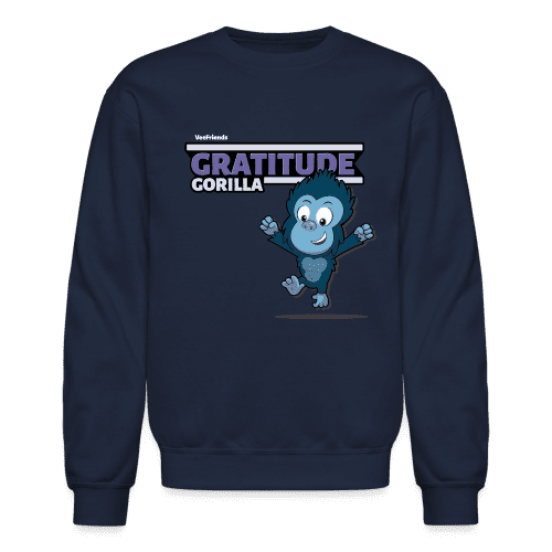 Gratitude Gorilla Character Comfort Adult Crewneck Sweatshirt - navy