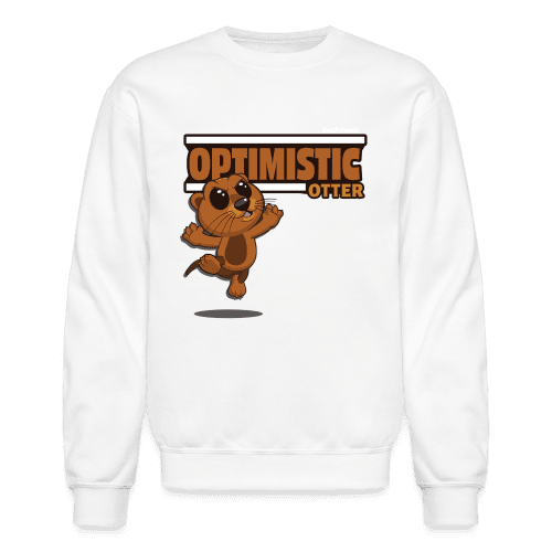 Optimistic Otter Character Comfort Adult Crewneck Sweatshirt - white