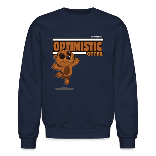 Optimistic Otter Character Comfort Adult Crewneck Sweatshirt - navy