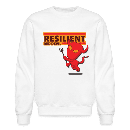 Resilient Red Devil Character Comfort Adult Crewneck Sweatshirt - white