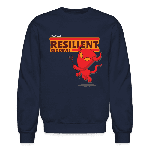 Resilient Red Devil Character Comfort Adult Crewneck Sweatshirt - navy