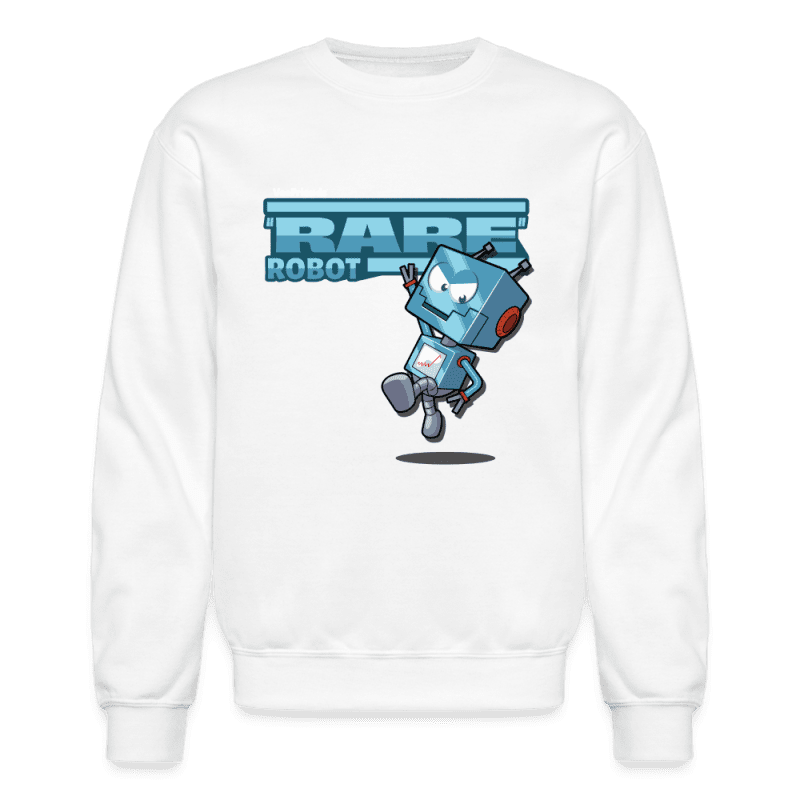 "Rare" Robot Character Comfort Adult Crewneck Sweatshirt - white