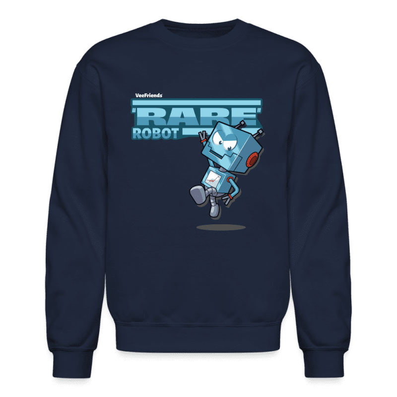 "Rare" Robot Character Comfort Adult Crewneck Sweatshirt - navy