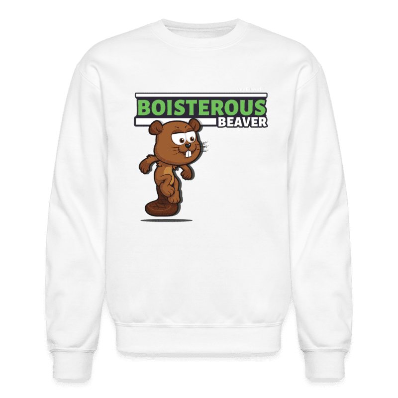 Boisterous Beaver Character Comfort Adult Crewneck Sweatshirt - white