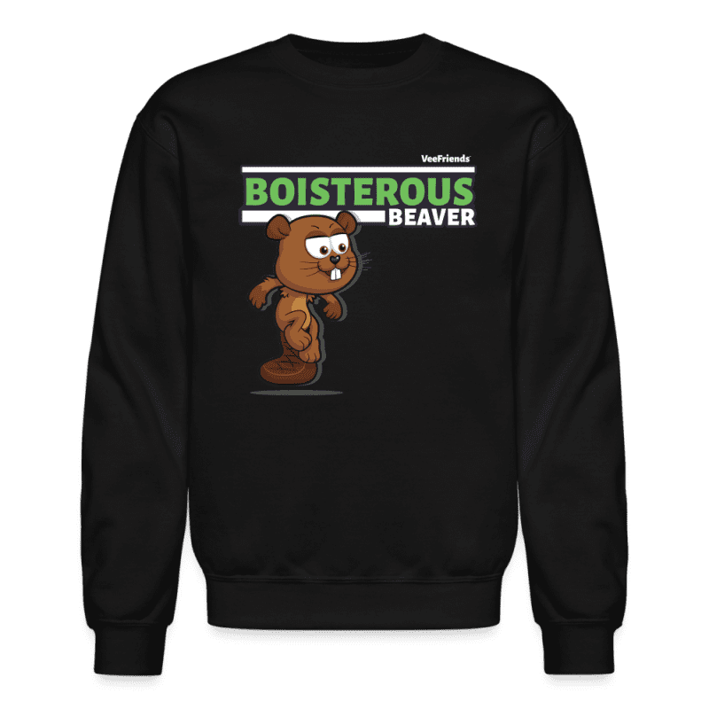 Boisterous Beaver Character Comfort Adult Crewneck Sweatshirt - black