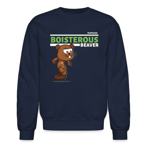 Boisterous Beaver Character Comfort Adult Crewneck Sweatshirt - navy