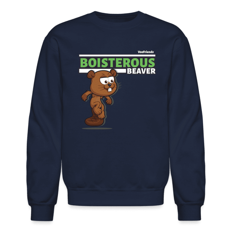 Boisterous Beaver Character Comfort Adult Crewneck Sweatshirt - navy