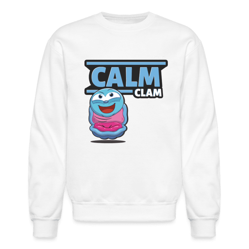 Calm Clam Character Comfort Adult Crewneck Sweatshirt - white