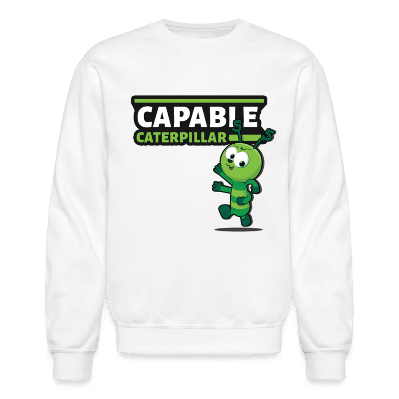 Capable Caterpillar Character Comfort Adult Crewneck Sweatshirt - white