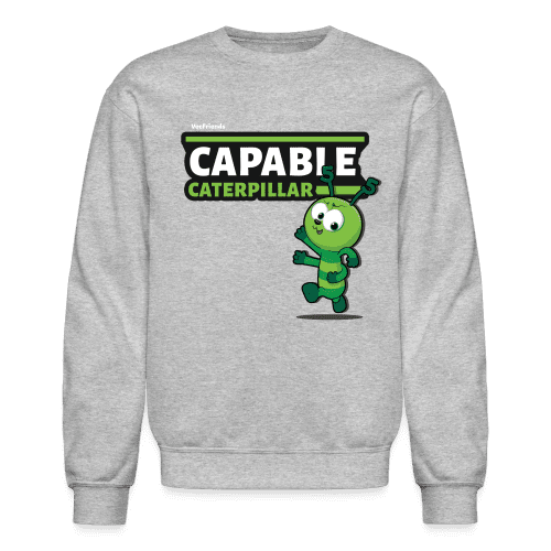 Capable Caterpillar Character Comfort Adult Crewneck Sweatshirt - heather gray