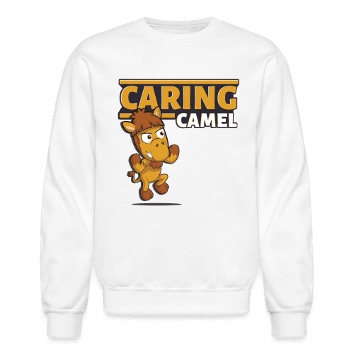 Caring Camel Character Comfort Adult Crewneck Sweatshirt - white