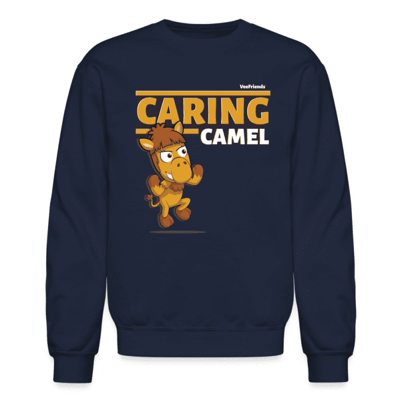 Caring Camel Character Comfort Adult Crewneck Sweatshirt - navy