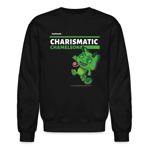 Charismatic Chameleon Character Comfort Adult Crewneck Sweatshirt - black