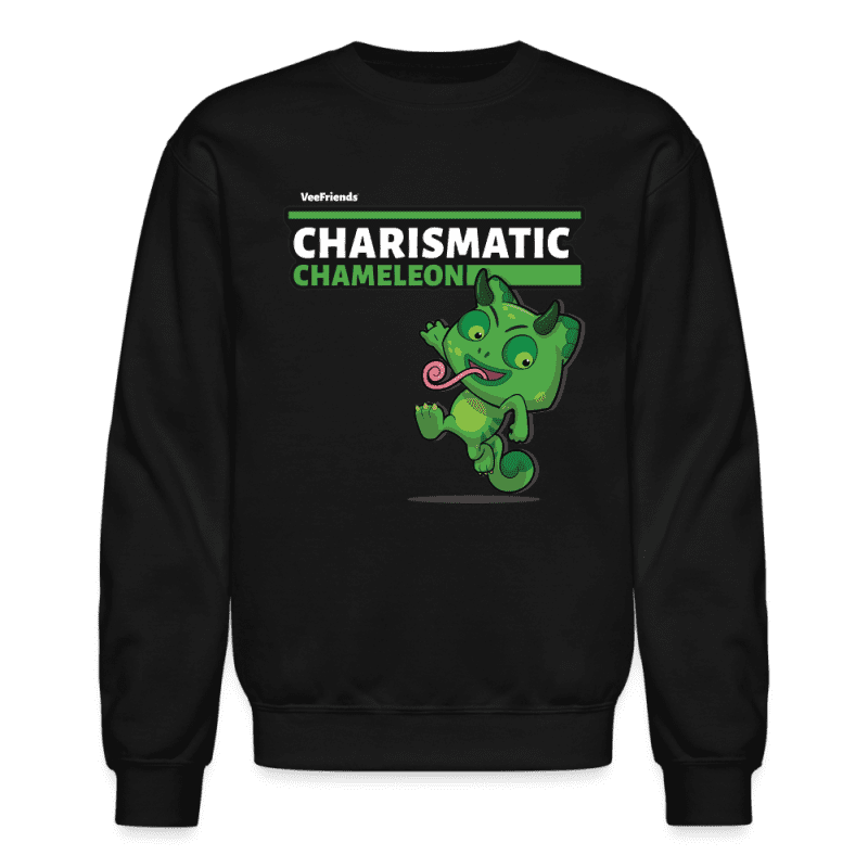 Charismatic Chameleon Character Comfort Adult Crewneck Sweatshirt - black