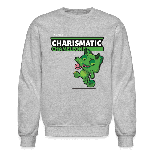 Charismatic Chameleon Character Comfort Adult Crewneck Sweatshirt - heather gray