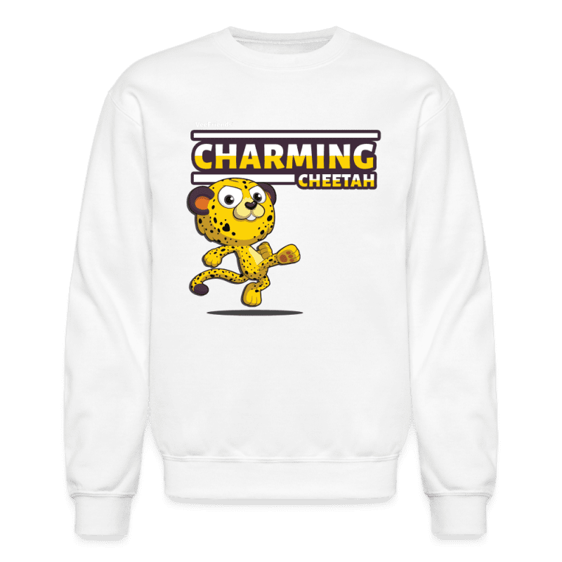 Charming Cheetah Character Comfort Adult Crewneck Sweatshirt - white