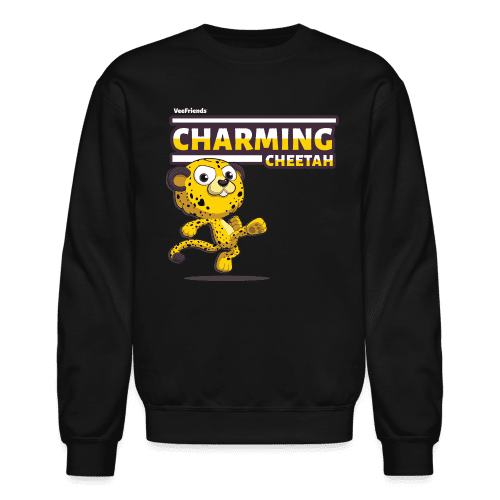 Charming Cheetah Character Comfort Adult Crewneck Sweatshirt - black