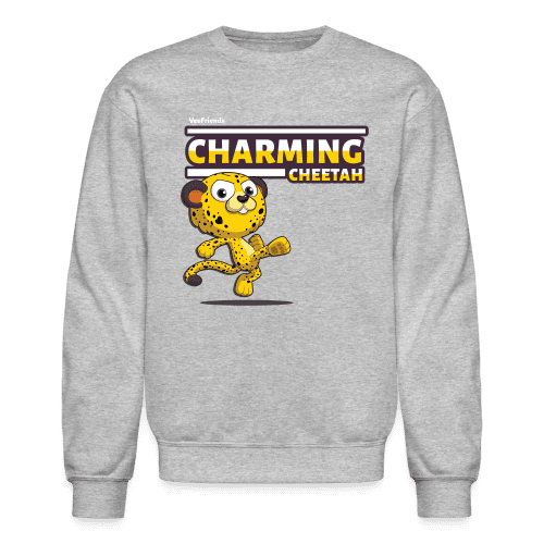 Charming Cheetah Character Comfort Adult Crewneck Sweatshirt - heather gray