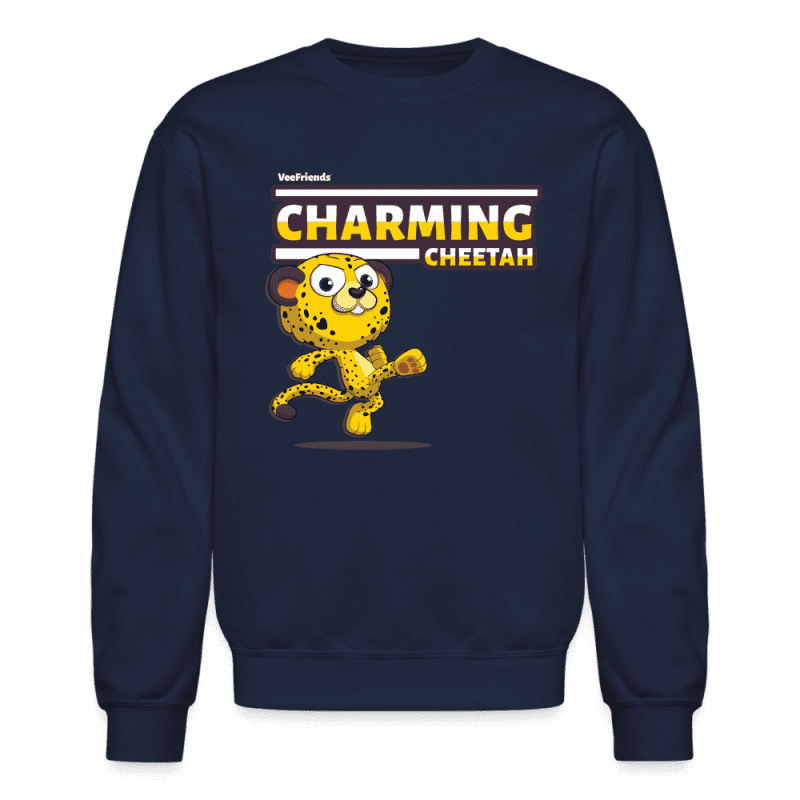 Charming Cheetah Character Comfort Adult Crewneck Sweatshirt - navy