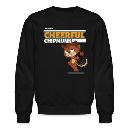 Cheerful Chipmunk Character Comfort Adult Crewneck Sweatshirt - black