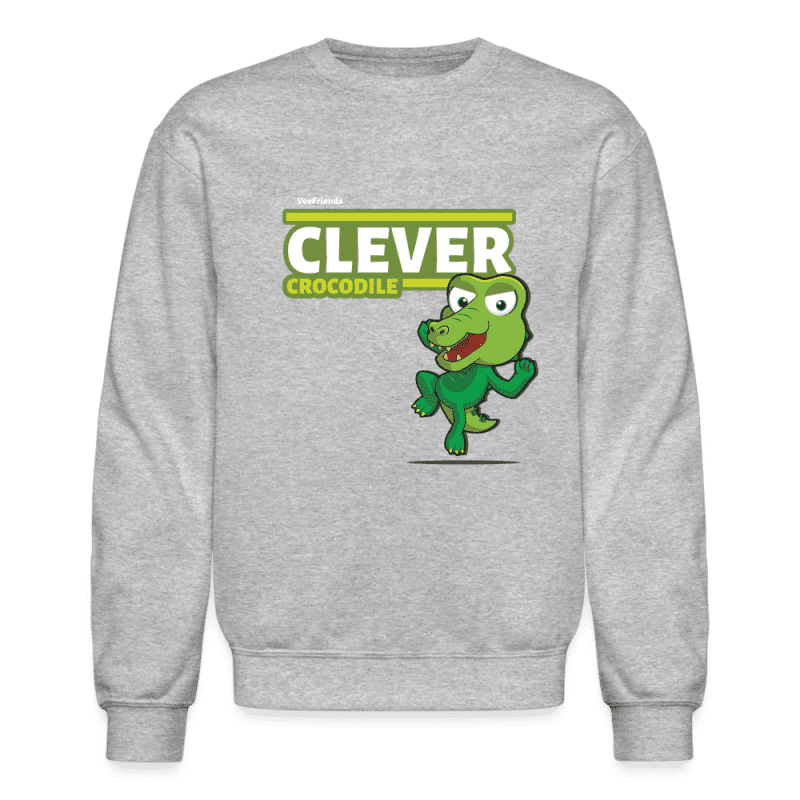 Clever Crocodile Character Comfort Adult Crewneck Sweatshirt - heather gray