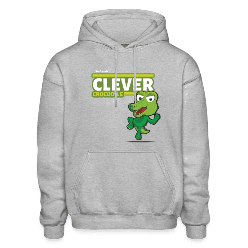 Clever Crocodile Character Comfort Adult Hoodie - heather gray