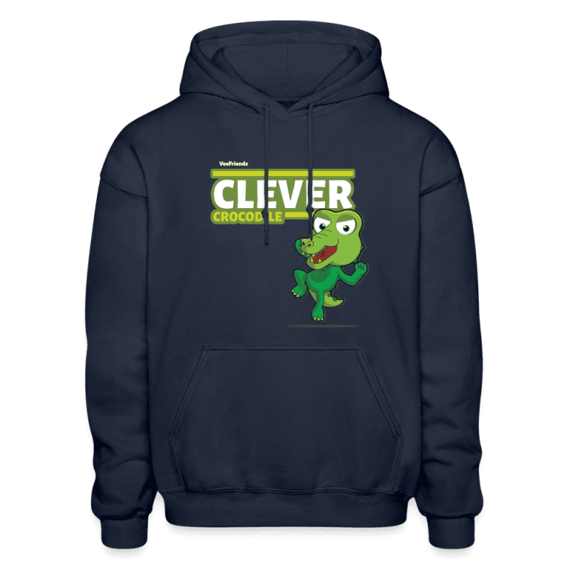 Clever Crocodile Character Comfort Adult Hoodie - navy