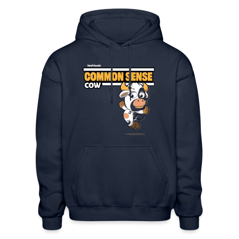 Common Sense Cow Character Comfort Adult Hoodie - navy