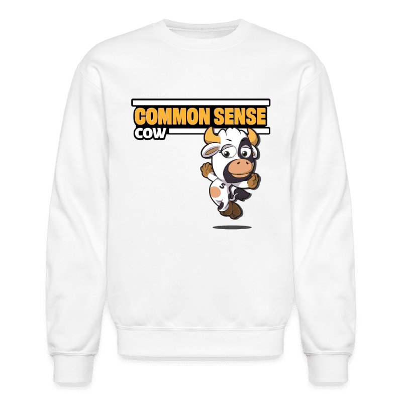 Common Sense Cow Character Comfort Adult Crewneck Sweatshirt - white