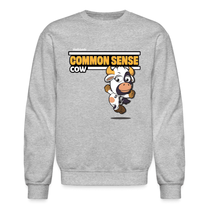 Common Sense Cow Character Comfort Adult Crewneck Sweatshirt - heather gray